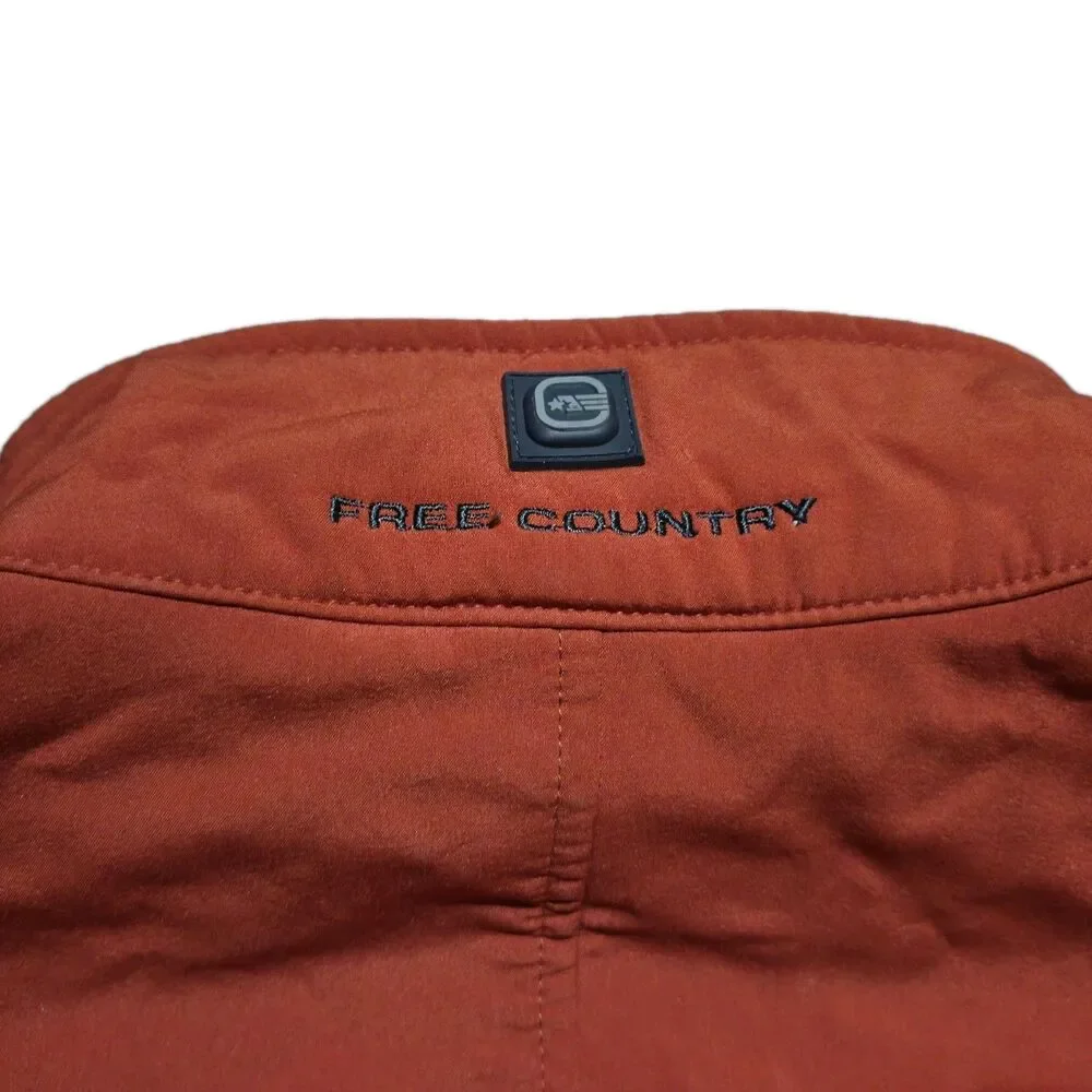 Free Country Men's High Stretch Full Zip Hybrid Vest Coal Orange Size Large